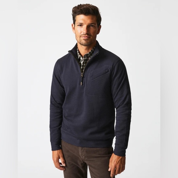 Billy Reid Quilted Half Zip in Navy Blue- Still Full Price - Picture 1 of 14